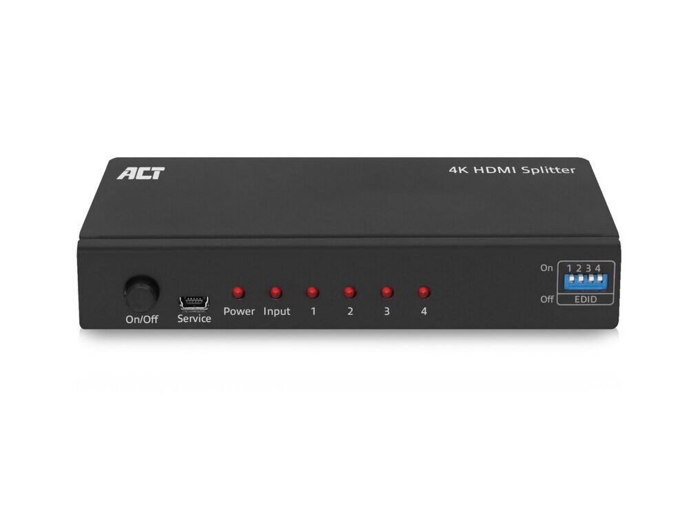 ACT AC7831 | HDMI Splitter | 1 Ingang, 4 Uitgangen | 4K @ 60Hz | Zwart