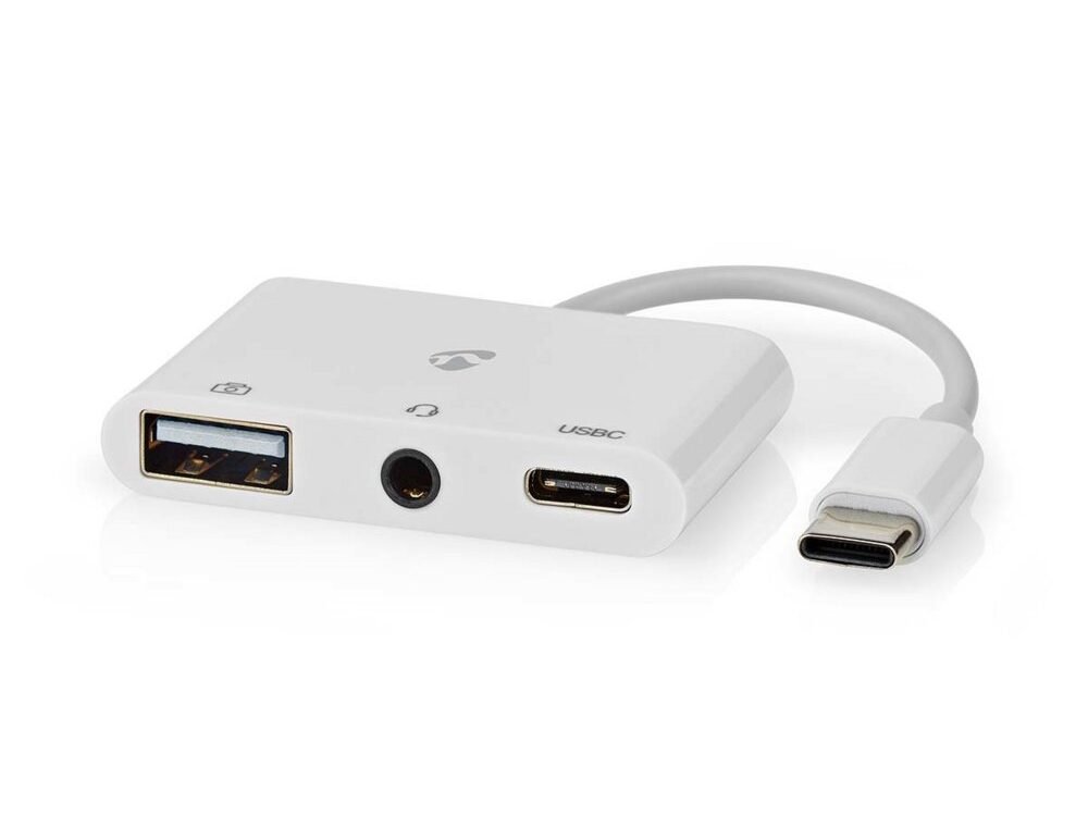 Nedis CCGB64790WT01 | Laptop Dock & Poortreplicator USB 2.0 Type-C | 1× USB-A + 1× USB-C + 3,5 mm audio | 480 Mbps | Wit