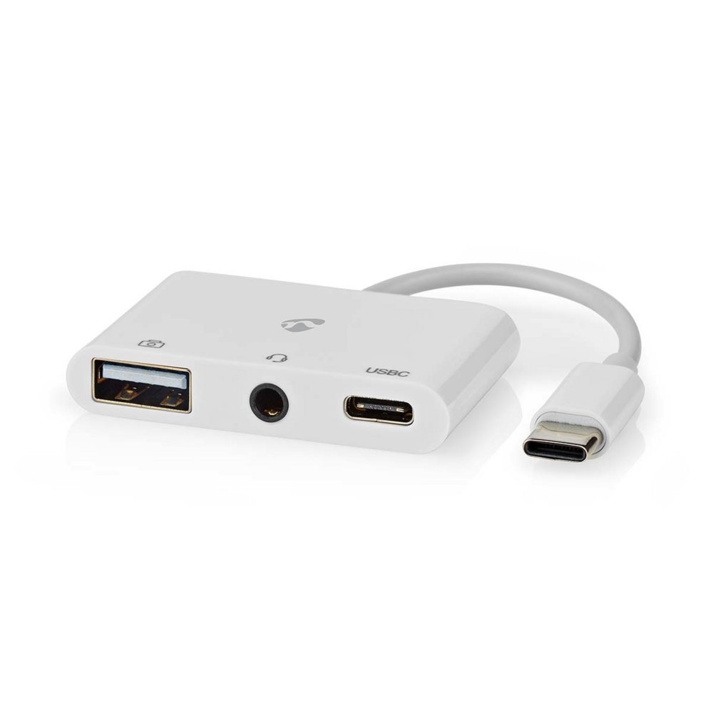 Nedis CCGB64790WT01 | Laptop Dock & Poortreplicator USB 2.0 Type-C | 1× USB-A + 1× USB-C + 3,5 mm audio | 480 Mbps | Wit