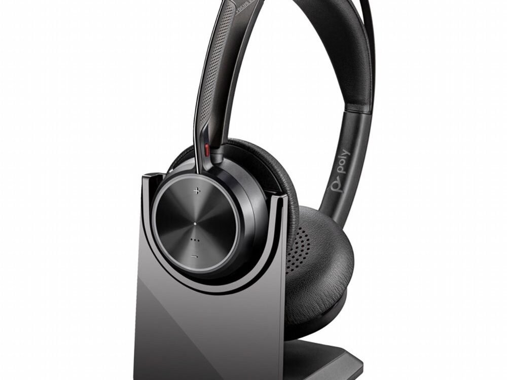 HP Poly Voyager Focus 2 UC Stereo | Bluetooth Headset (ANC) | USB-C (met USB-A Adapter) | Oplaadstandaard | Zwart