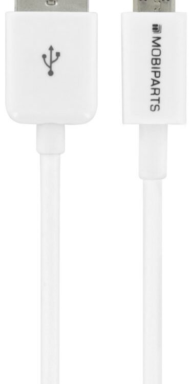 Mobiparts Micro USB naar USB | 2.4A | 3m | Wit (Bulk)