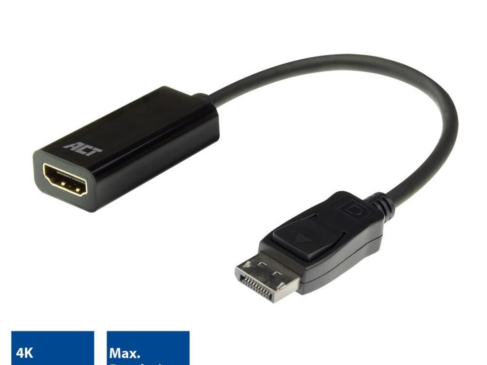 ACT AC7555 DisplayPort naar HDMI Adapter | Female | 4K | Zip Bag