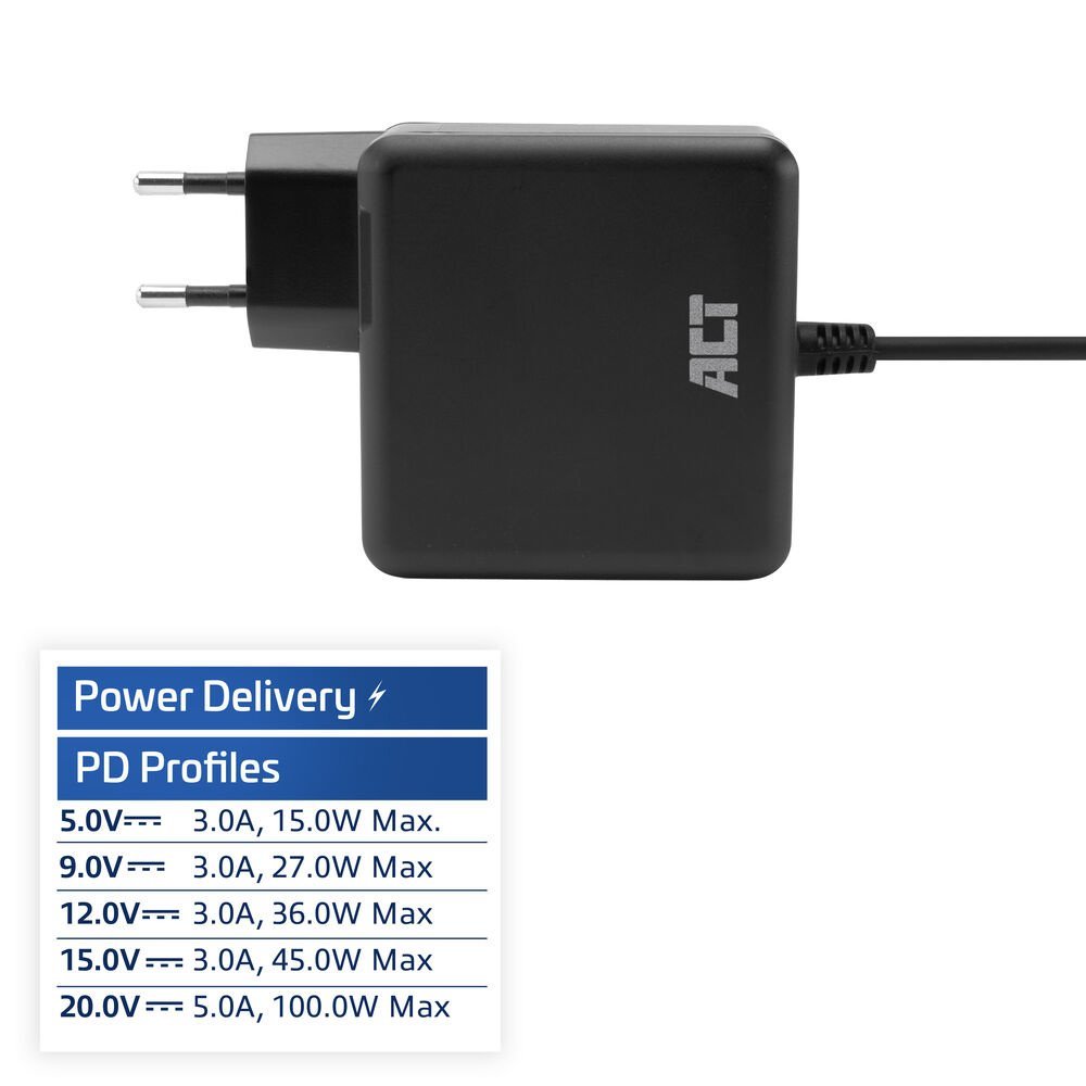 ACT AC2015 | 100W USB-C Laptoplader | Power Delivery | Vaste 2 Meter USB-C Kabel - Afbeelding 6