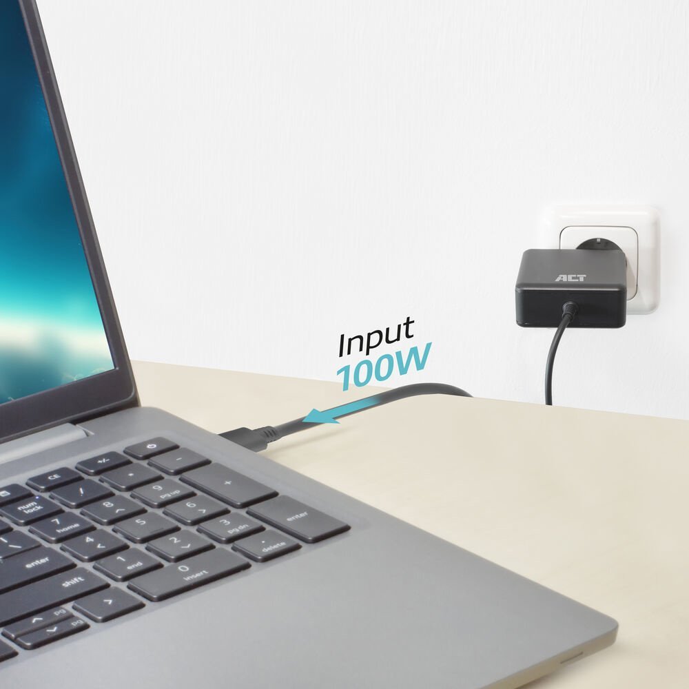 ACT AC2015 | 100W USB-C Laptoplader | Power Delivery | Vaste 2 Meter USB-C Kabel - Afbeelding 3