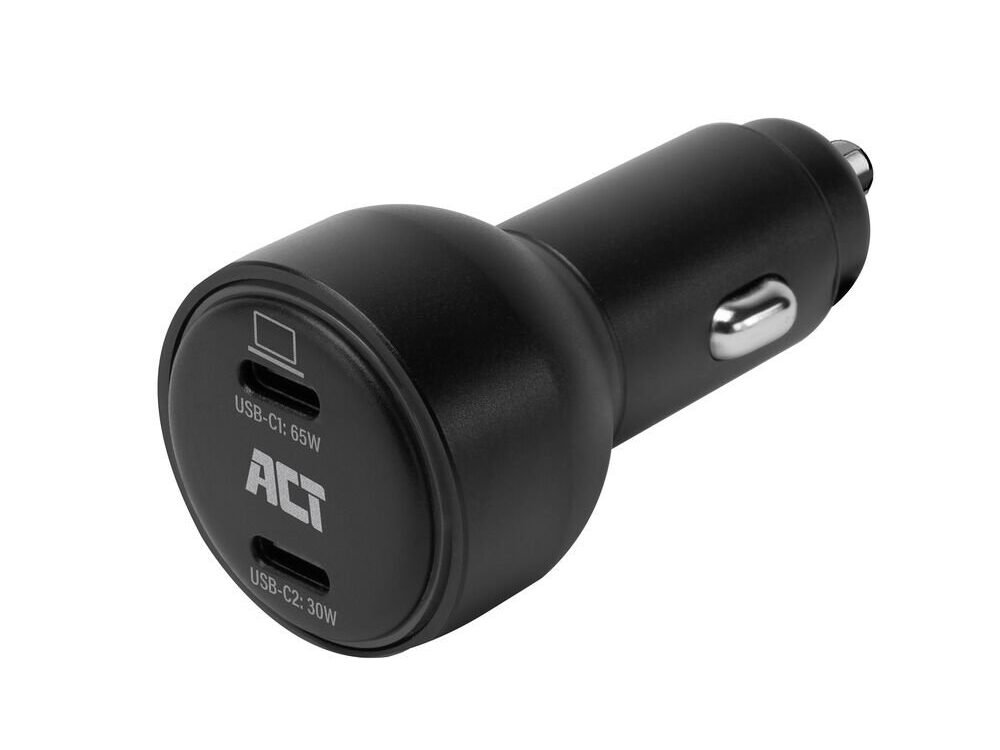 ACT AC2210 | 2 Poorts USB-C Autolader 95W | Power Delivery PPS & Quick Charge 5 | GaNFast