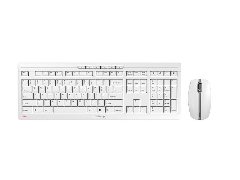 Cherry Stream Desktop Recharge | Draadloos Toetsenbord en Muis | Grijs | USB Receiver