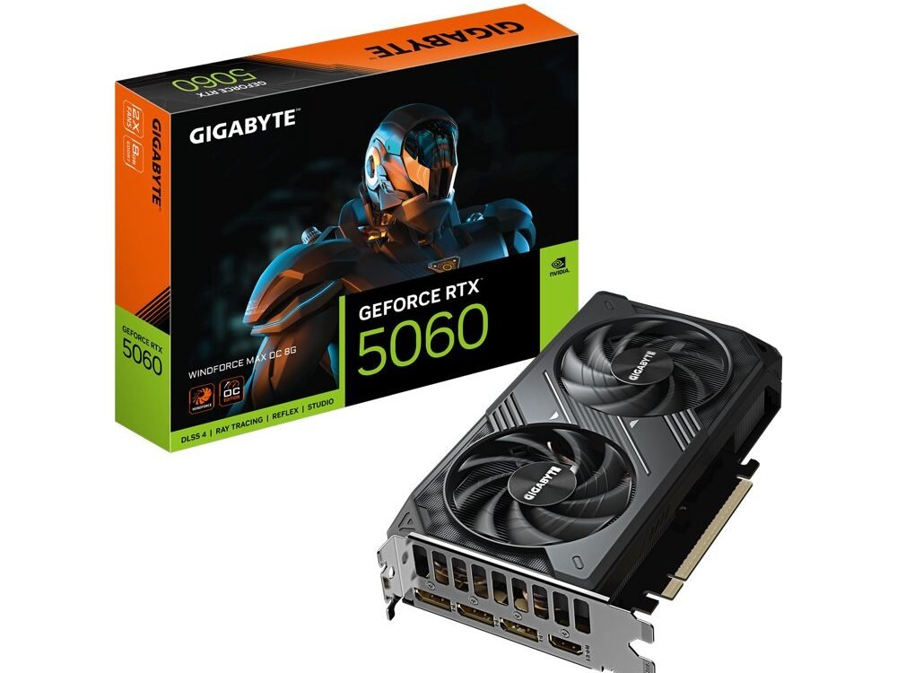 Gigabyte GeForce RTX 5060 WINDFORCE MAX OC | 8GB GDDR7 | DLSS 4 | Videokaart | Nvidia GPU