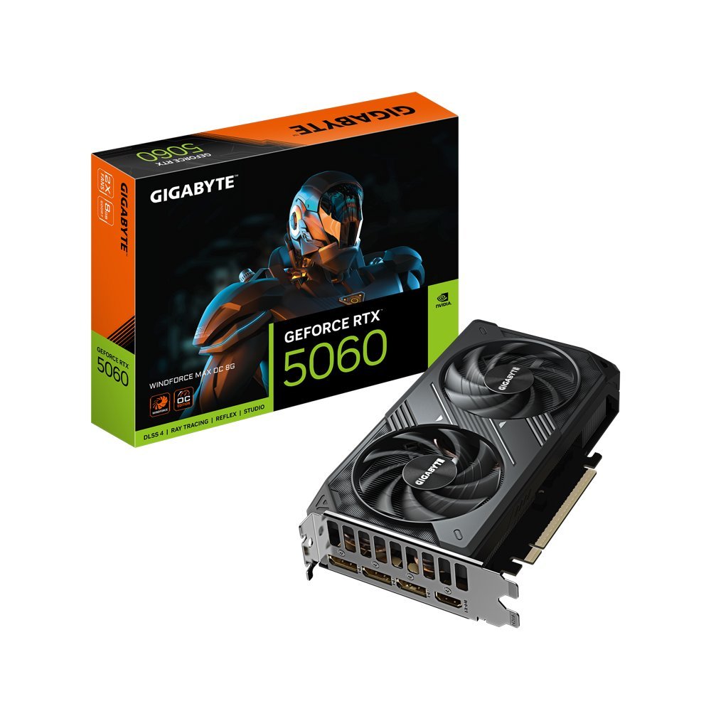 Gigabyte GeForce RTX 5060 WINDFORCE MAX OC | 8GB GDDR7 | DLSS 4 | Videokaart | Nvidia GPU