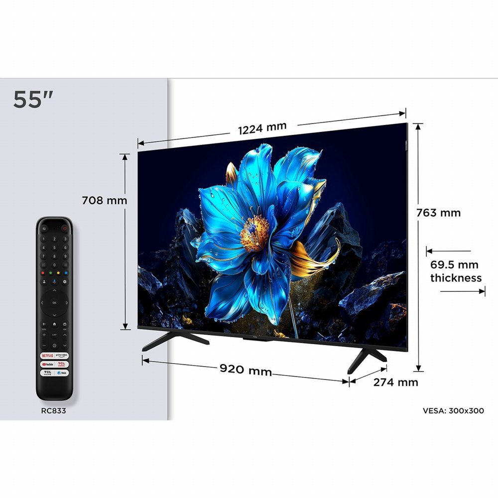 TCL 55T69C | 55'' Ultra HD 4K | QLED Smart TV | Google TV | Dolby Vision | HDMI 2.1 | 60Hz - Afbeelding 3