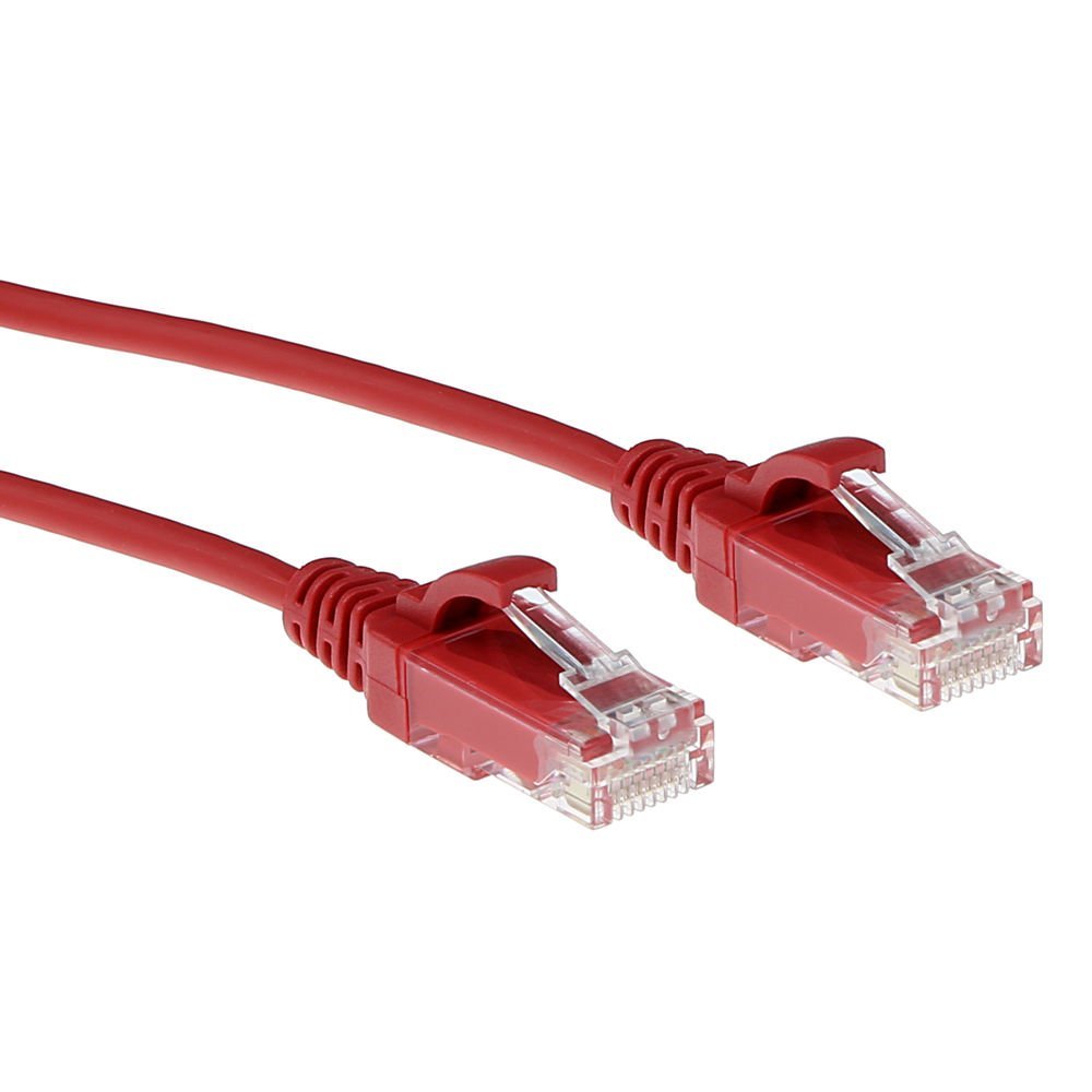 ACT CAT6 Slimline Datacenter Patchkabel | 1 meter | U/UTP | LSZH | Rood | RJ45 | Snagless