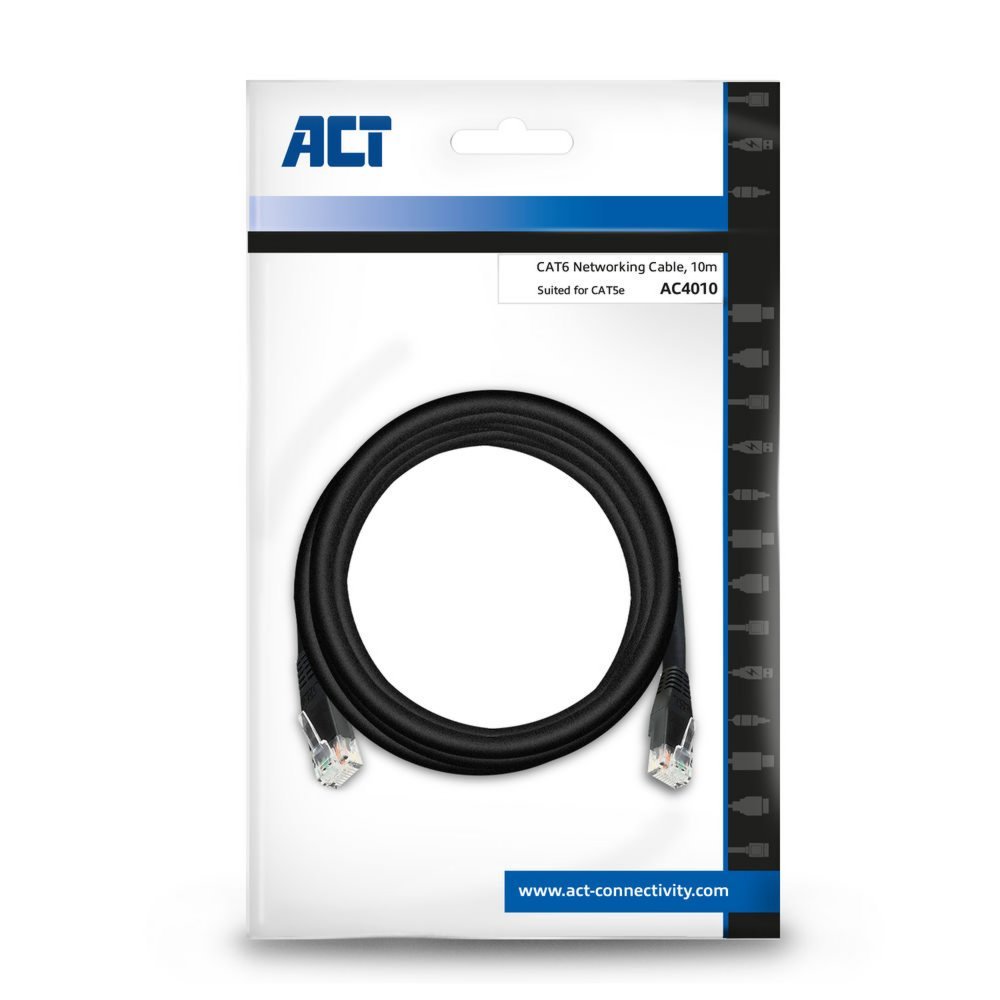 ACT netwerkkabel | Cat6 | U/UTP (UTP) | 10 m | Zwart | AC4010 - Afbeelding 5
