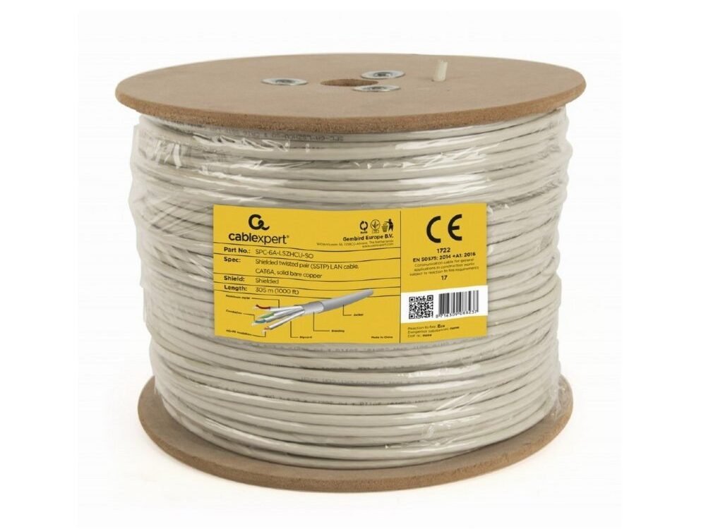 Gembird Cat 6A Netwerkkabel (SPC-6A-LSZHCU-SO) | 305 m | Grijs