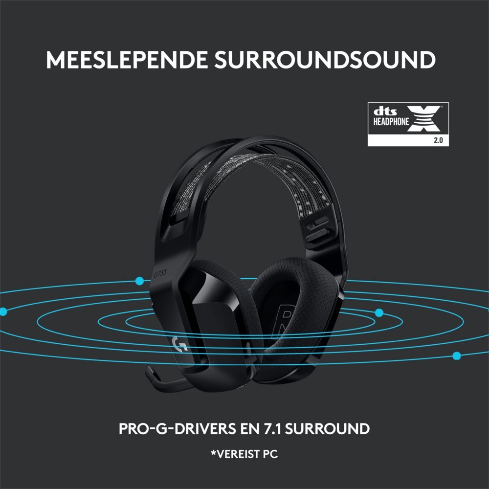 Logitech G G733 LIGHTSPEED Wireless Gaming Headset | RGB | Zwart - Afbeelding 15