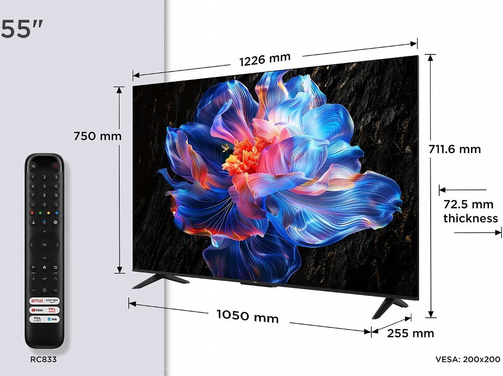 TCL 55V6C | 55" 4K Ultra HD DLED Smart TV | Google TV | Dolby Vision | 60Hz (2025) - Afbeelding 11