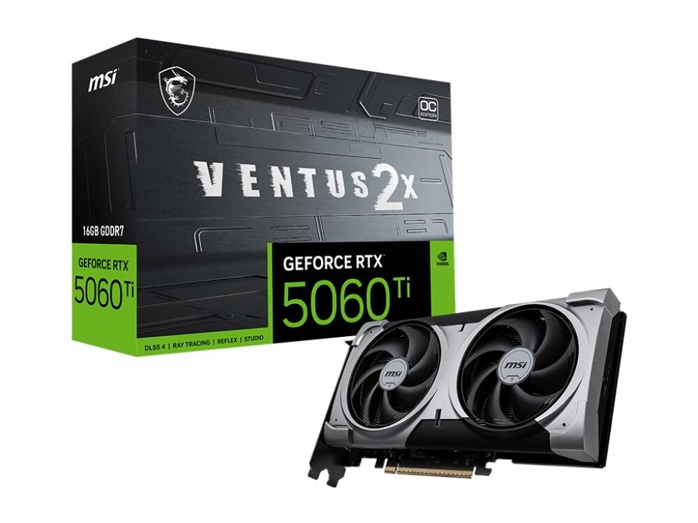MSI GeForce RTX 5060 TI VENTUS X2 OC PLUS | 16GB GDDR7 | DLSS 4 | Videokaart | Nvidia GPU