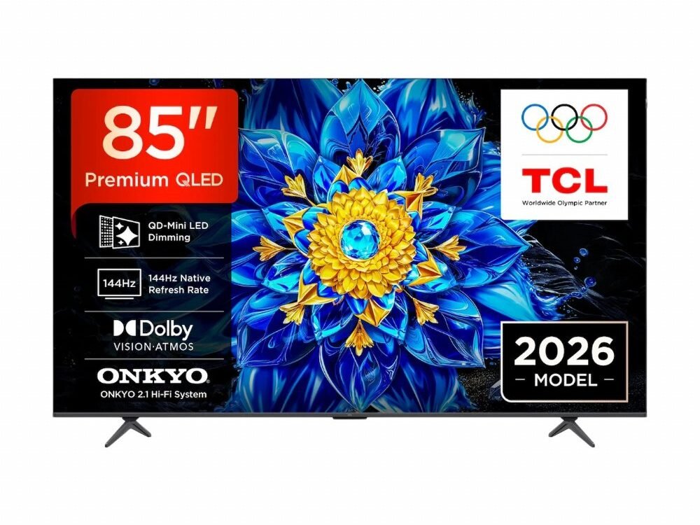 TCL 85T8D 85" | 4K QD-Mini LED Smart TV | 144Hz | Google TV | Dolby Vision | Zwart (2026)