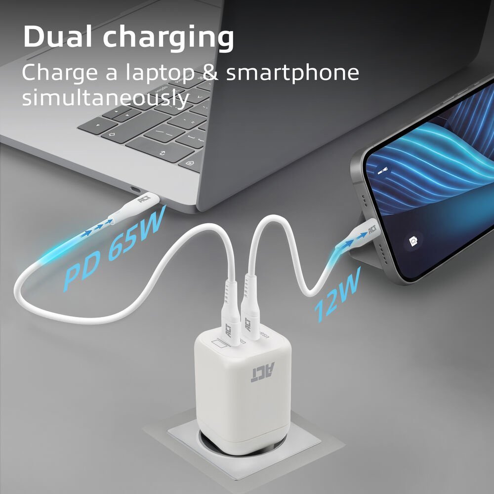 ACT AC2175 | 100W USB-C-lader | 2× USB-C | Power Delivery 3.2 | PPS & AVS | GaNFast - Afbeelding 8