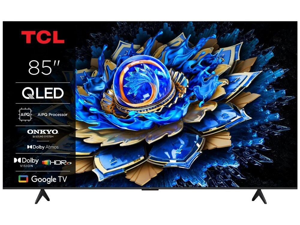 TCL 85T69C 85" | 4K QLED Smart TV | Google TV | Dolby Vision | Zwart